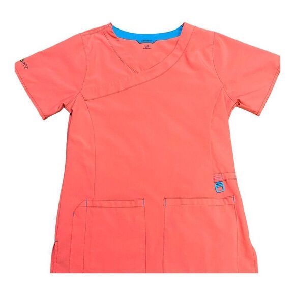 Carhartt Force Women's XS Coral Peach Scrub Top Pocket Quick-Dry Performance - Picture 5 of 7